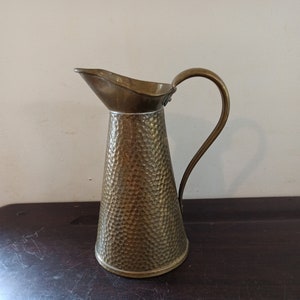 Joseph Sankey & Sons Hammered Effect Brass Water Pitcher / Jug. 1920s.