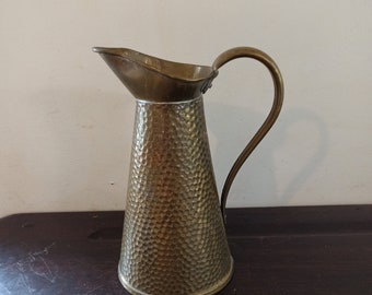 Joseph Sankey & Sons Hammered Effect Brass Water Pitcher / Jug. 1920s.