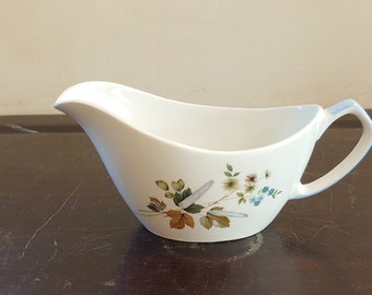 Vintage Alfred Meakin Glo-White Gravy Boat - Autumn Cornflower Design - Very Good to Excellent Condition
