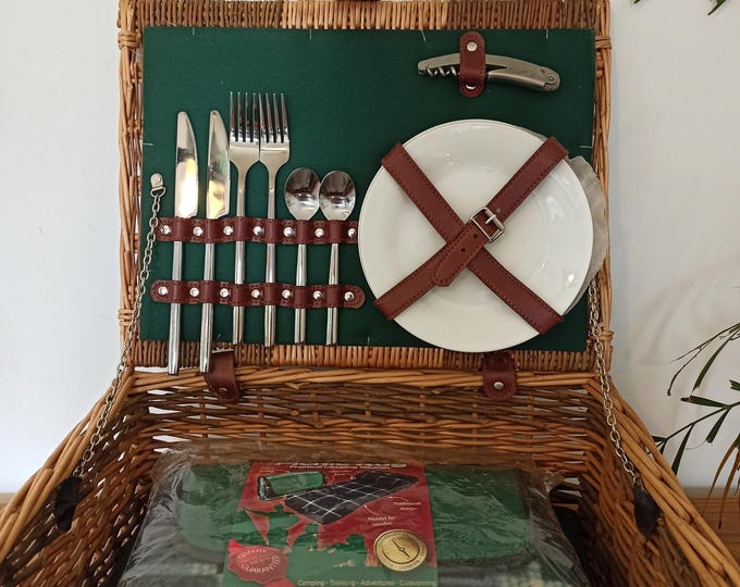 Wicker Picnic Basket For Two. John Lewis. Include, Blanket, Cooler Bag, Plates and Cutlery. Never Used. Very Good Condition.