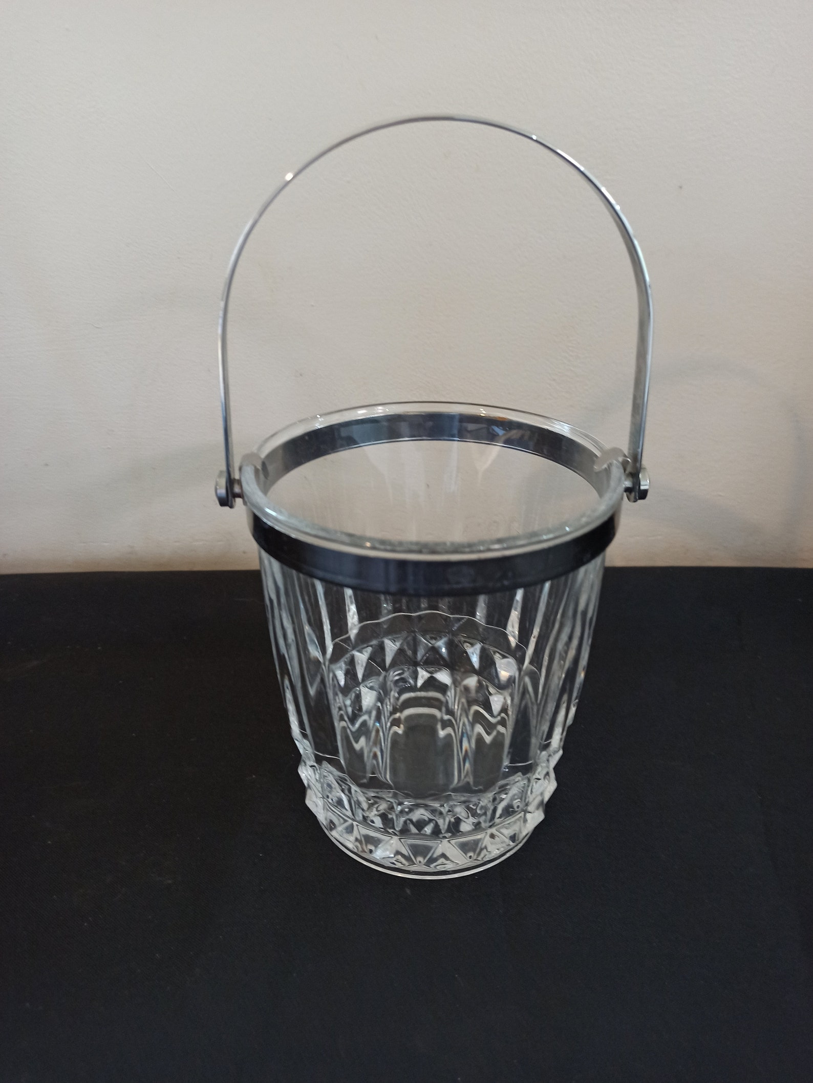 Vintage Glass Ice Bucket With Stainless Steel Handle. Etsy
