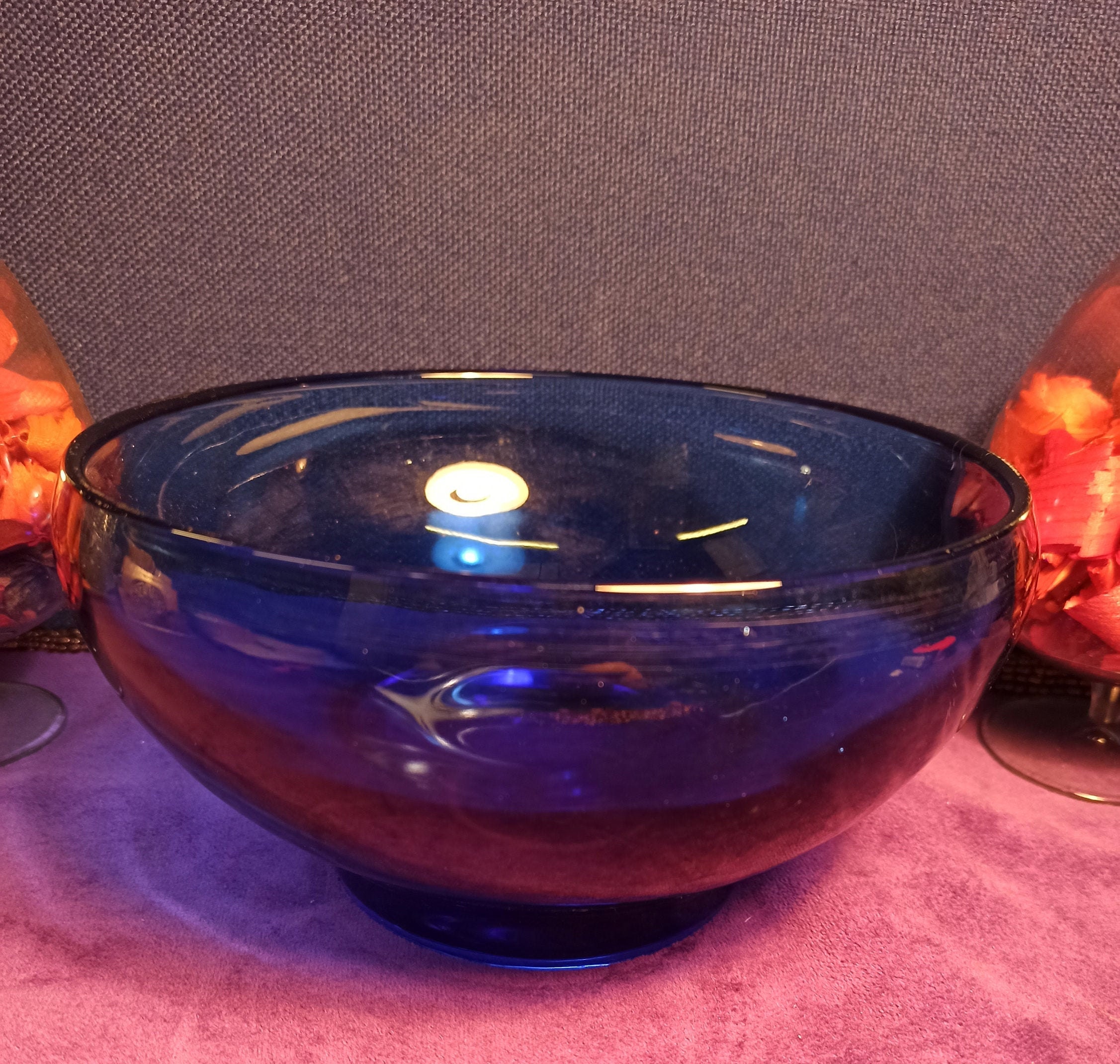 Cobalt Blue Vintage Fruit Bowl. Very Good Condition. Etsy
