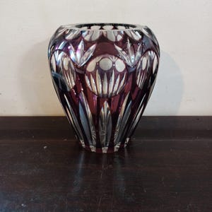 Vintage Stunning Purple Cut Crystal Vase. Nachtmann. Very Good To Excellent Condition.