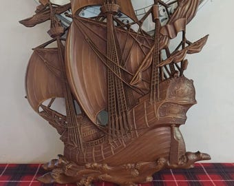 Ship Wall Plaque Decoration. Very Good Condition.