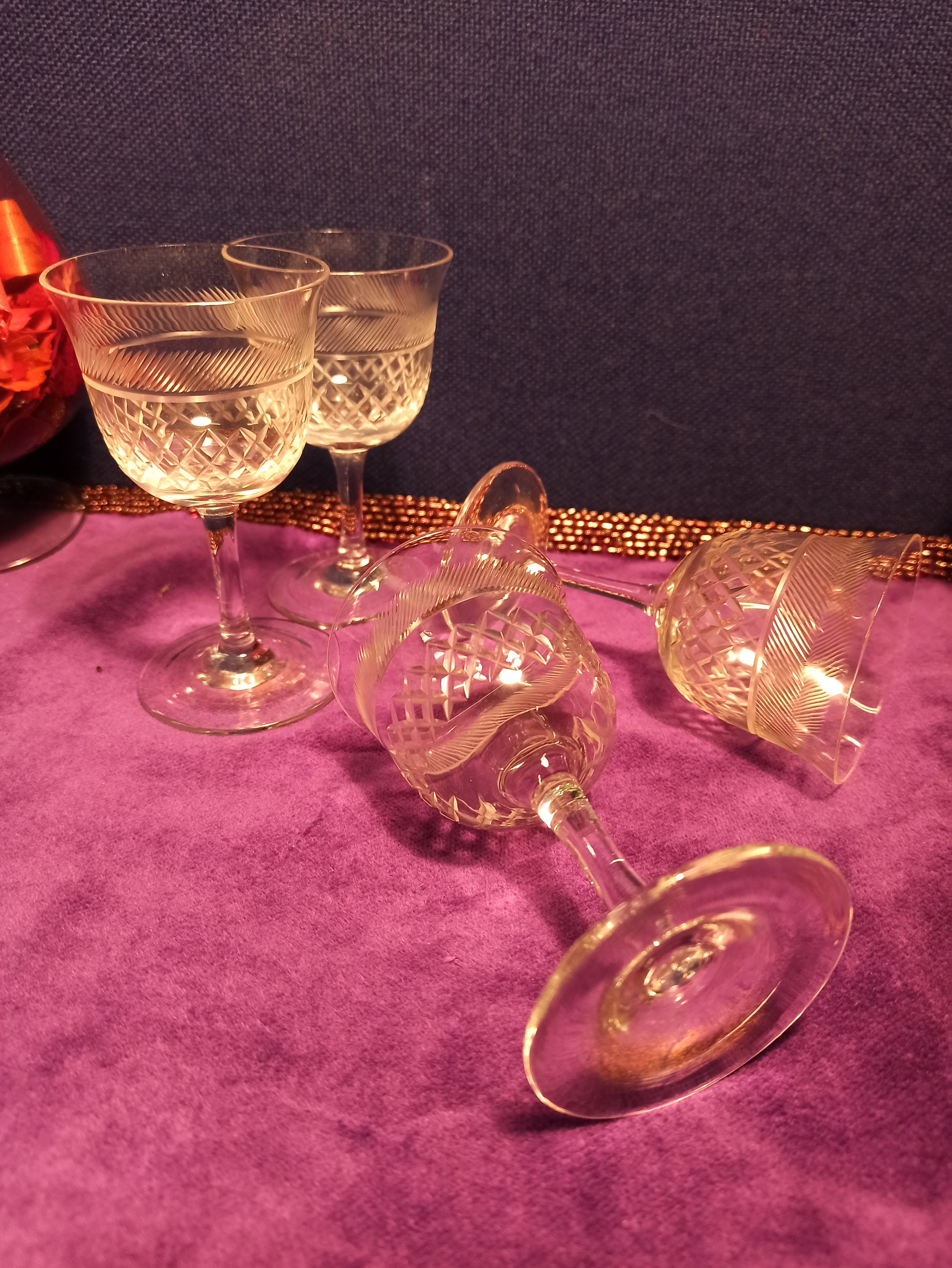Set of 4 Liqueur Cordial Stem Glasses. Very Condition. Etsy