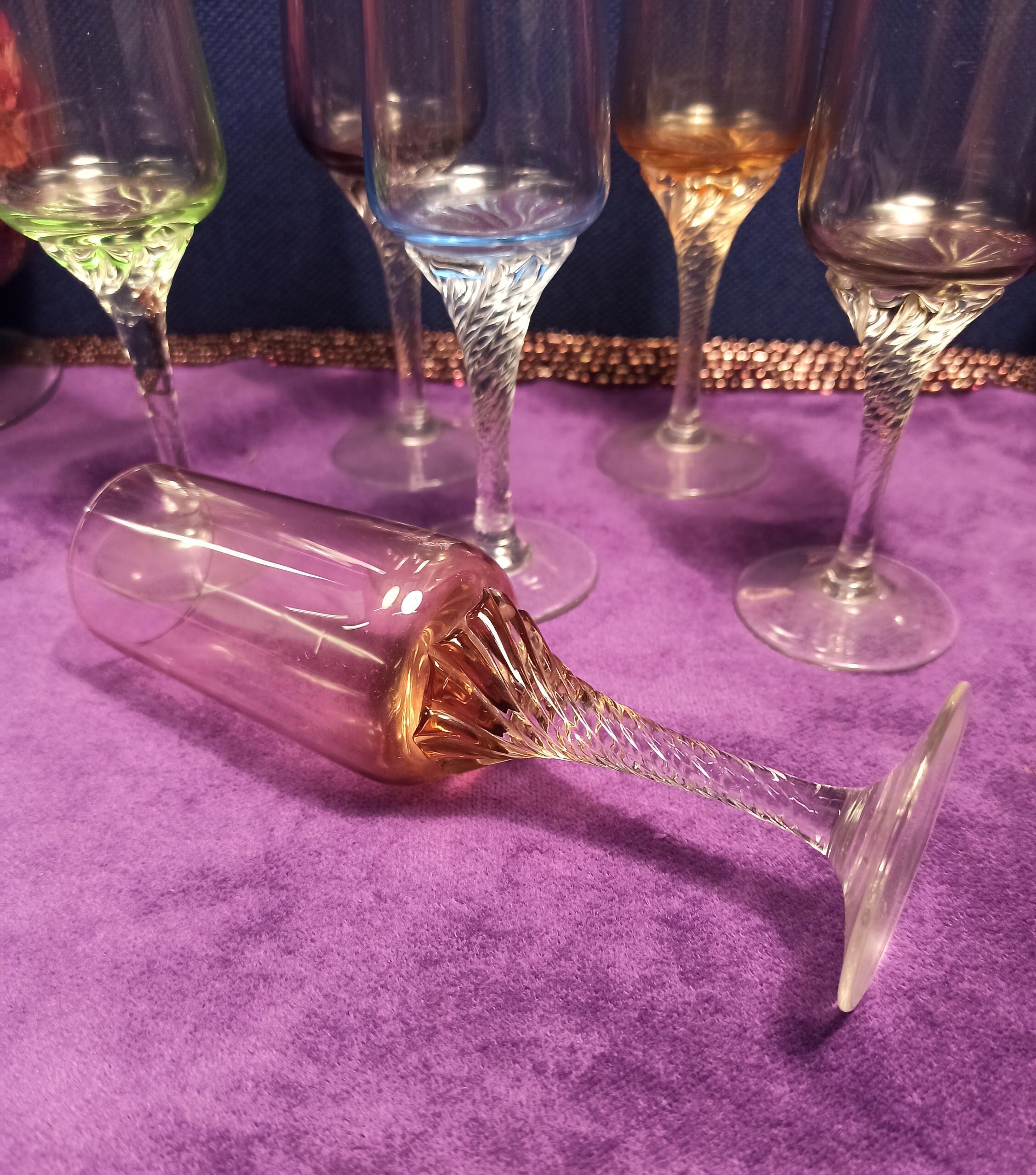 Satz von 6 farbigen Wein / Champagner Gläser. Gerste Twist | Etsy