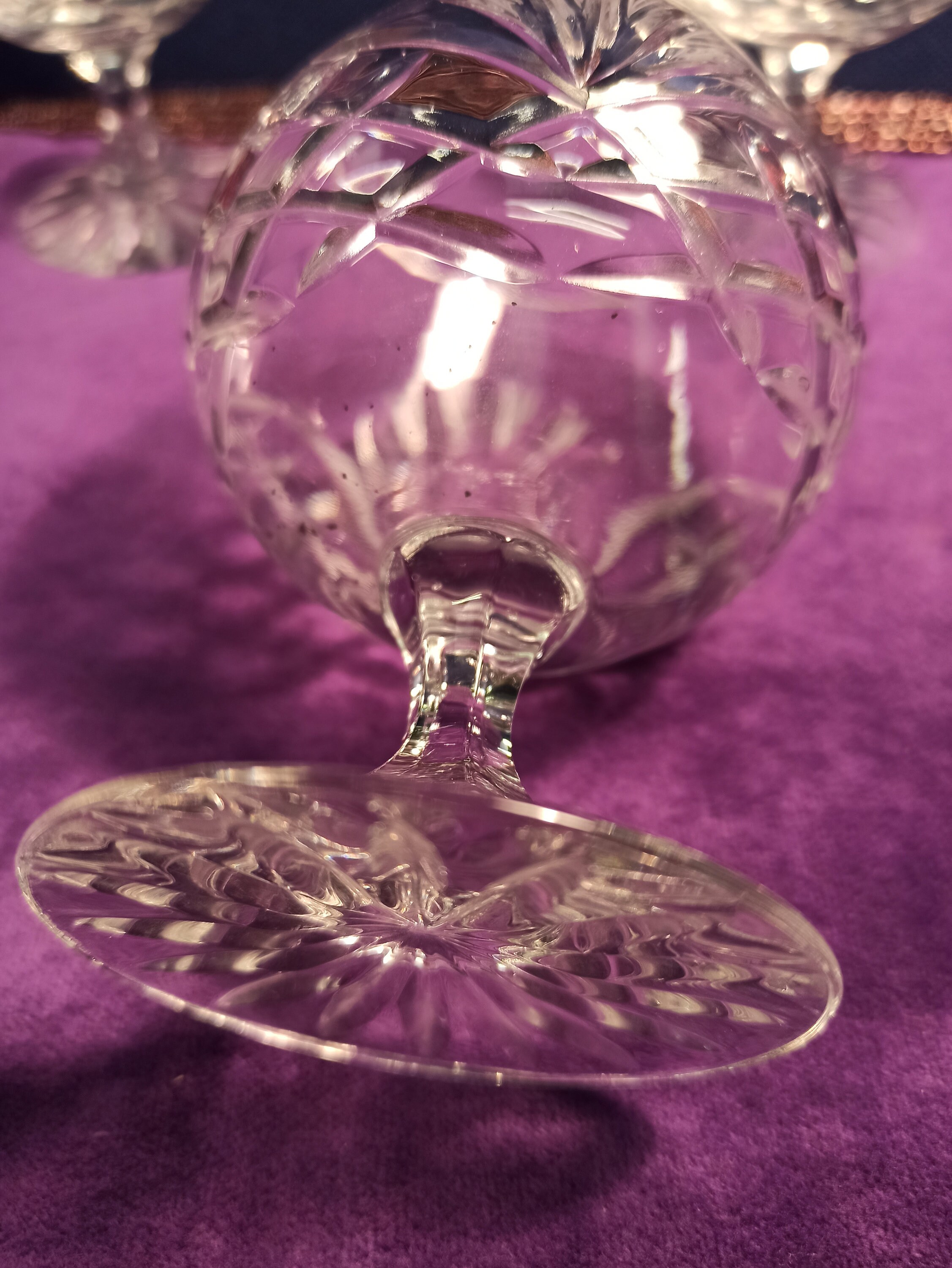 Trio of Zawiercie Crystal Cut Brandy Glasses. Excellent Etsy UK