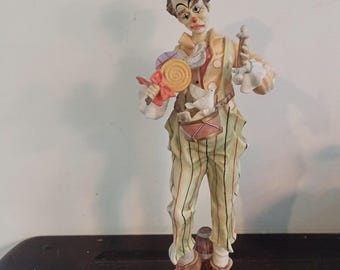 Vintage Leonardo Clown Ornamental Figurine. The Circus Comes To Town. Very Tall.