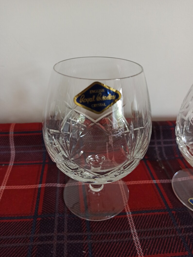A Pair of Royal Brierly Crystal Brandy Balloon Glasses. Etsy UK
