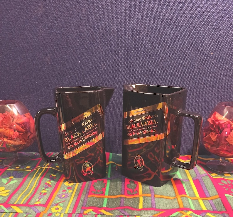 Pair of Black Jonnie Walker Pitchers / Tankards - Collectables image 1