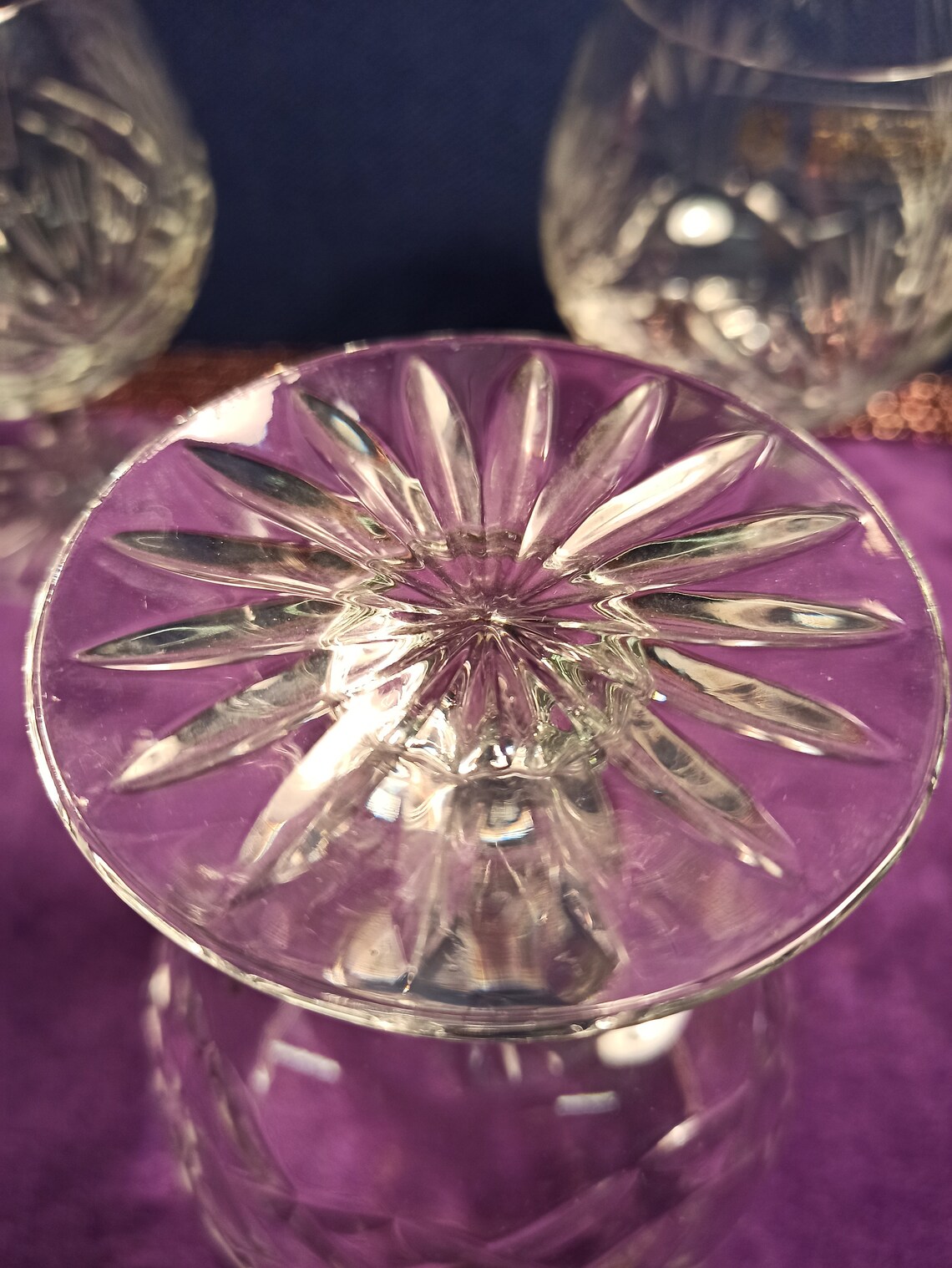 Trio of Zawiercie Crystal Cut Brandy Glasses. Excellent Etsy UK