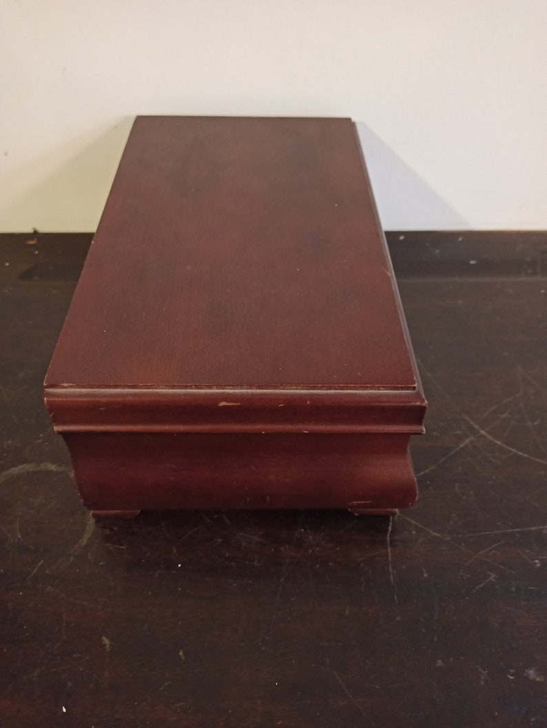 Wooden Jewellery Box With Costume Jewellery. Good Condition. Vintage