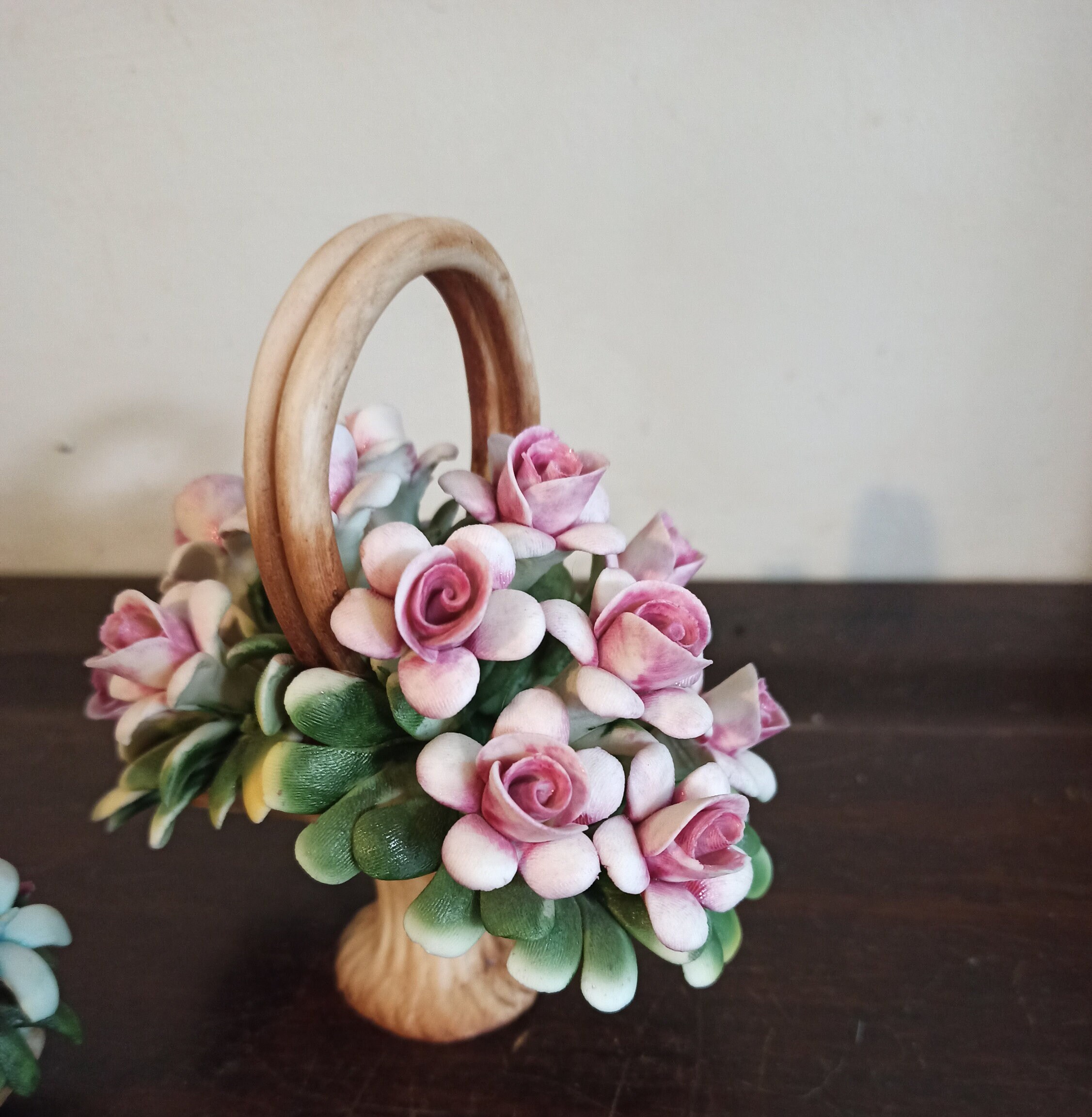 Capodimonte Porcelain Flower Basket Ornaments X 2. Etsy