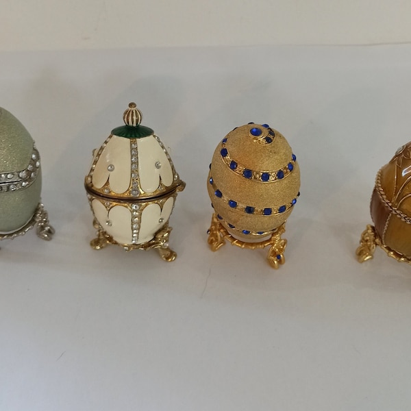 Faberge Style Enamelled and Jewled Eggs. Jewel Box. Good Condition.