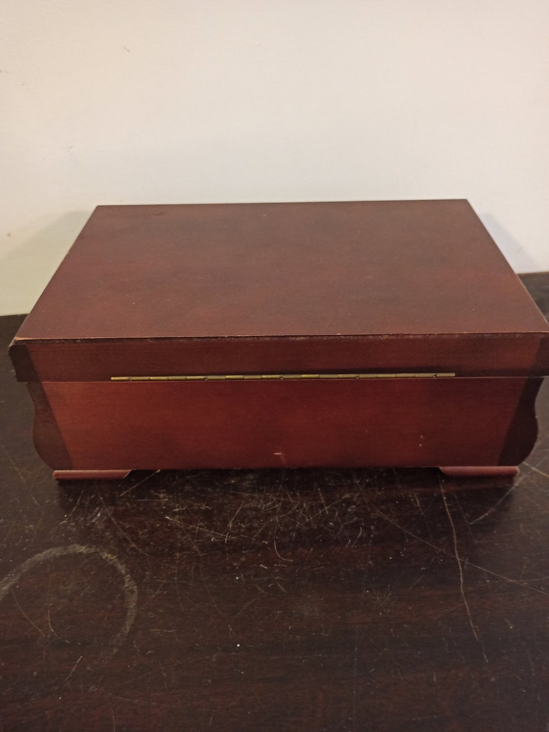Wooden Jewellery Box With Costume Jewellery. Good Condition. Vintage