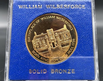 Large Bronze Coin Commemorating 150 years of William Wilberforce - instrumental in the abolition of slavery in the British Empire in 1833 -