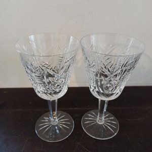 A Pair of Vintage Conical Lead Crystal Sherry Glasses. Excellent Condition.