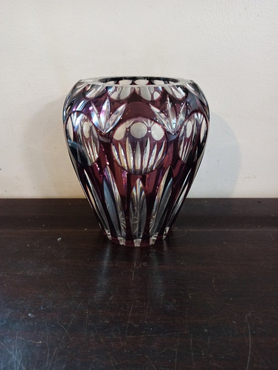 Vintage Stunning Purple Cut Crystal Vase. Nachtmann. Very Good Etsy