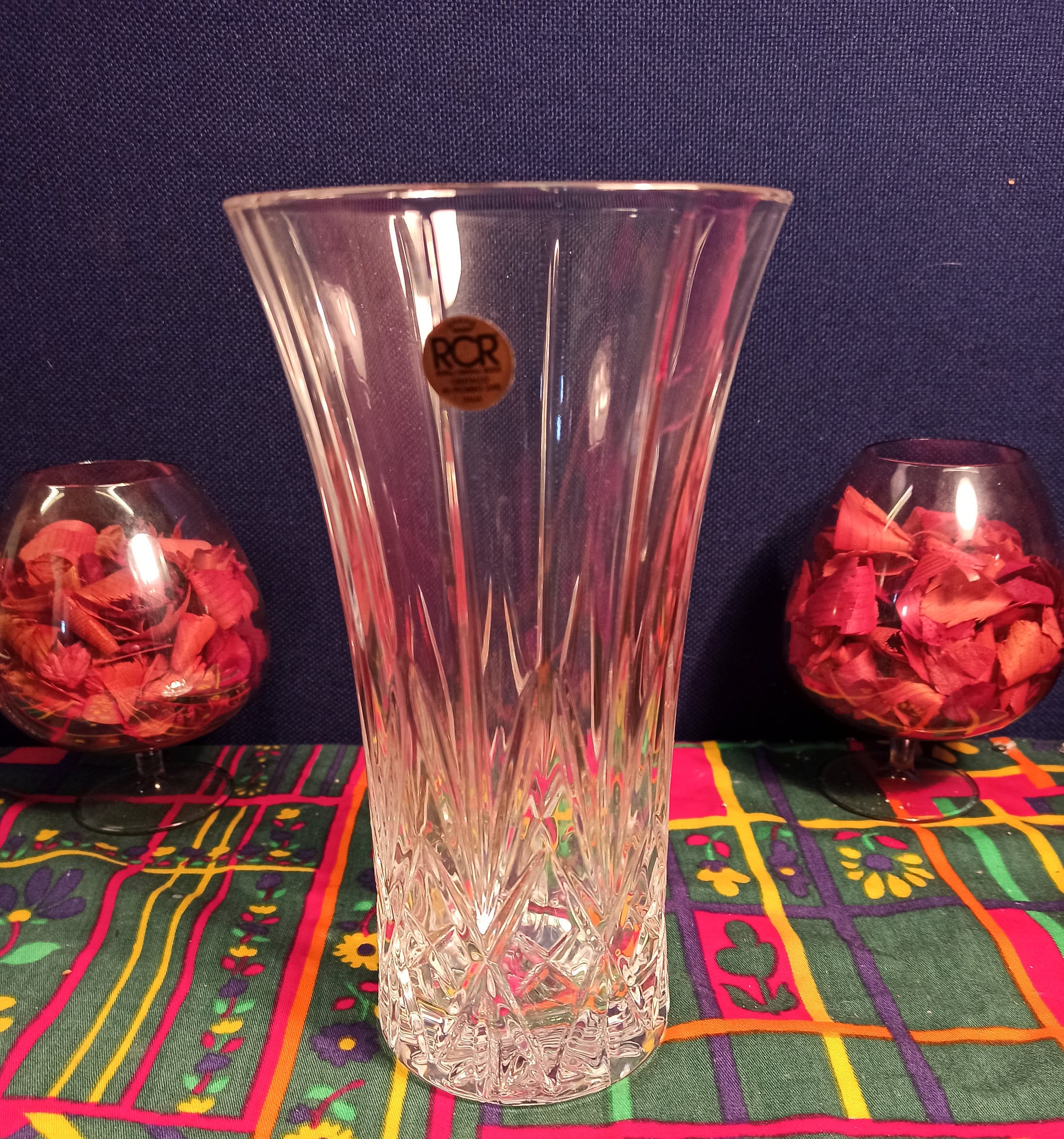  Crystal Vase METRA 7 ルビーレッド Royal Crystal Rock Italian Vase - 24% Lead Crystal- Boxed