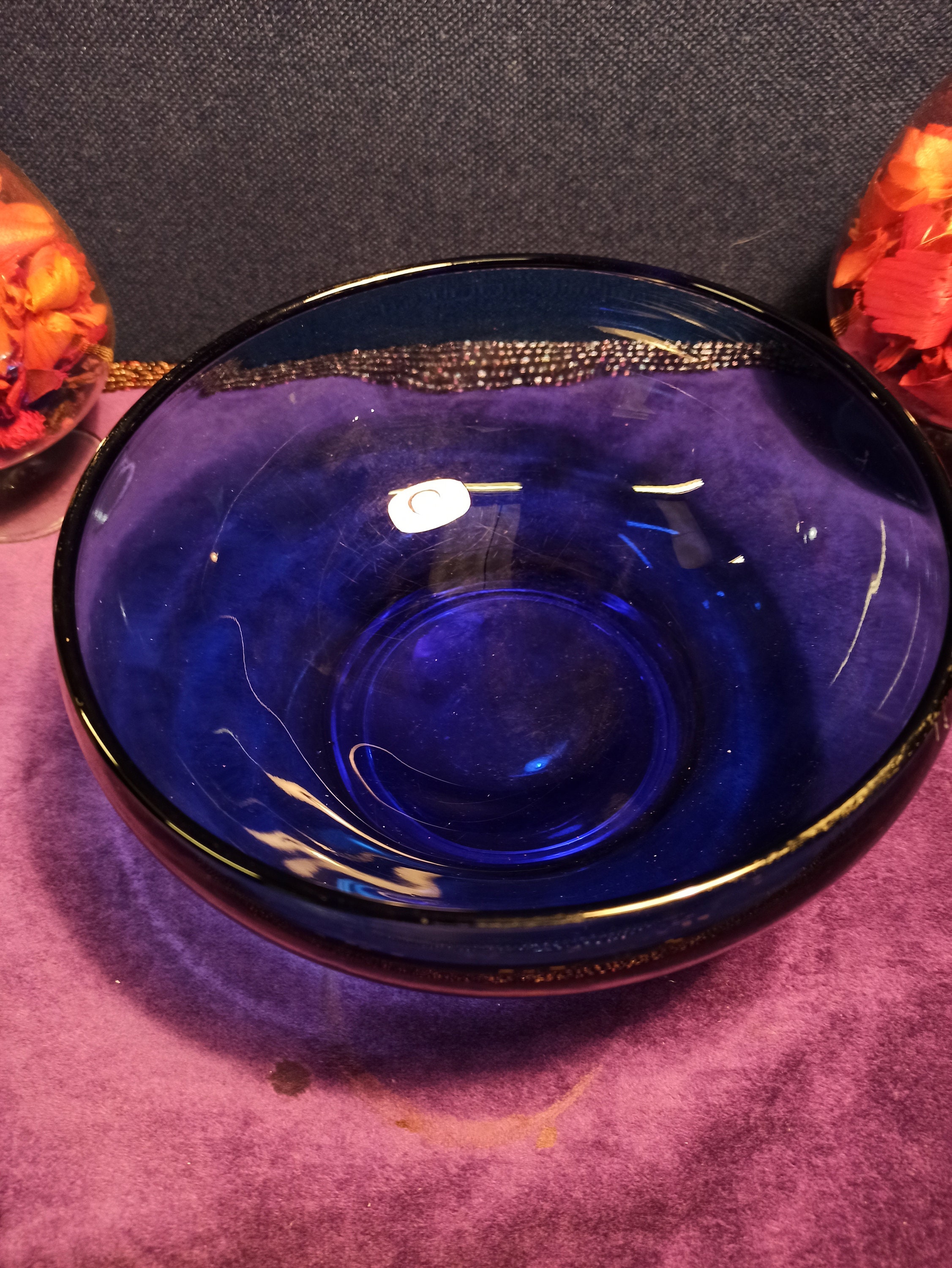 Cobalt Blue Vintage Fruit Bowl. Very Good Condition. Etsy