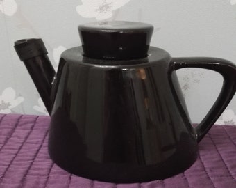 Iconic Early 1990s Ikea Varme Teapot - Heavy stoneware - Excellent Condition - Jet Black