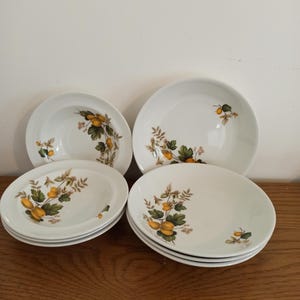 Set of 8 Dessert / Pudding Bowls. 4 Large, 4 Small. By Johnson Brothers.