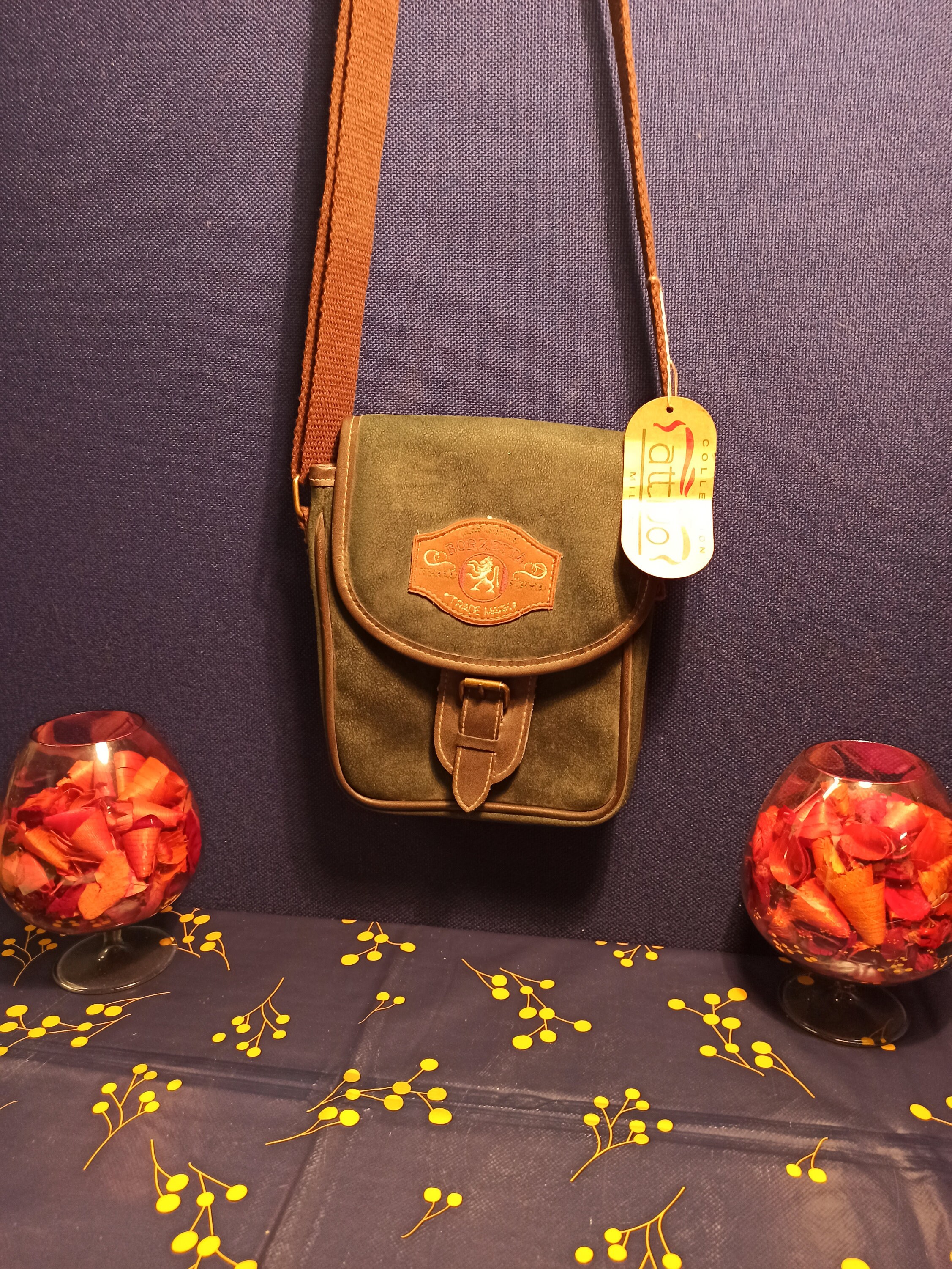 Designer Italian Suede Leather Borzetta Collection Satchel