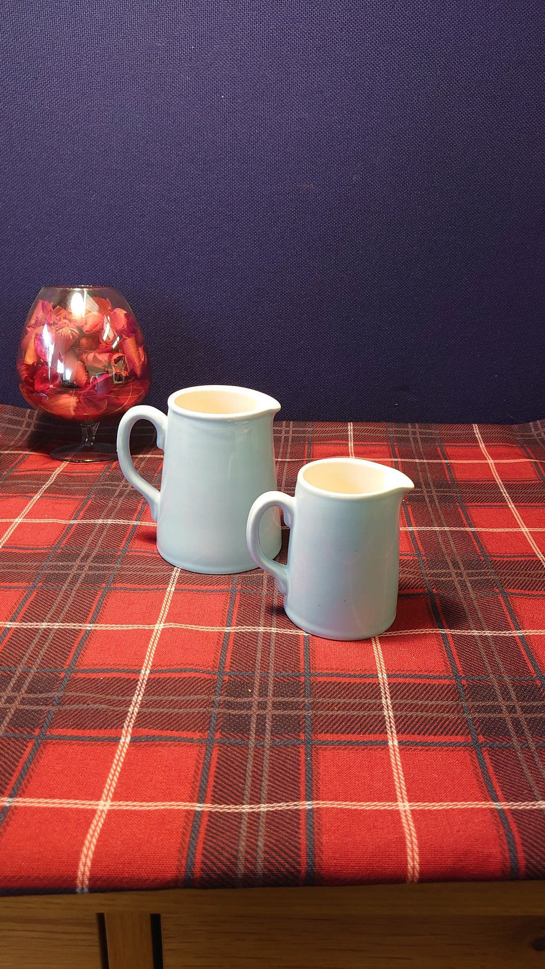 Dunn & Co Pastel Blue Milk and Cream Jugs 10cm High Etsy UK