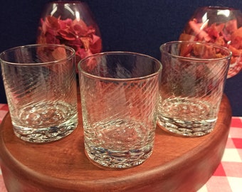 Set of Three Lead Crystal Glass Whiskey Tumblers. Excellent Condition.