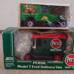Two Model Cars from Days Gone By. Persil Van and Rowntrees truck. Still in Box