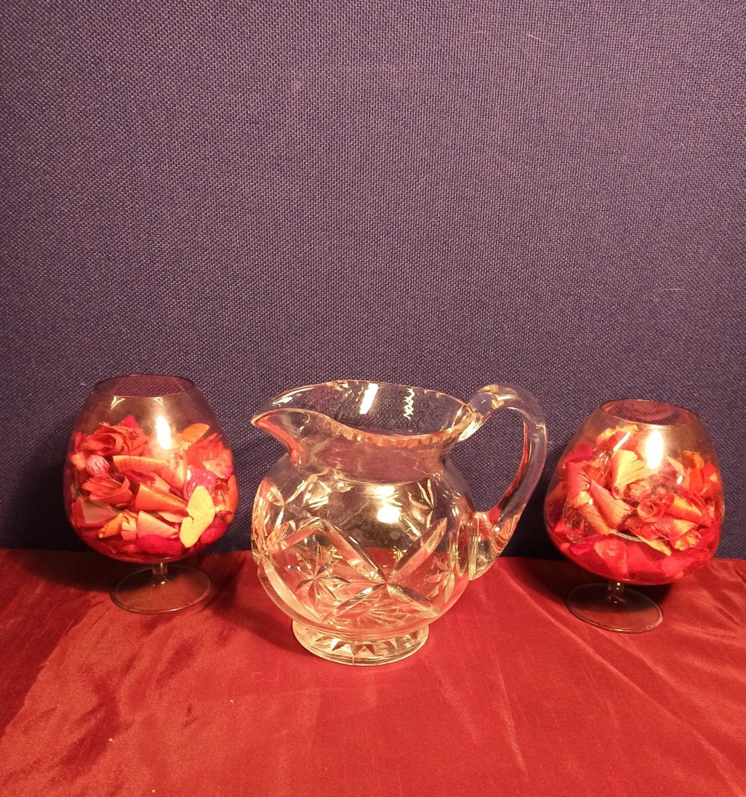 Vintage Heavy Cut Glass Table Jug C1950s Etsy