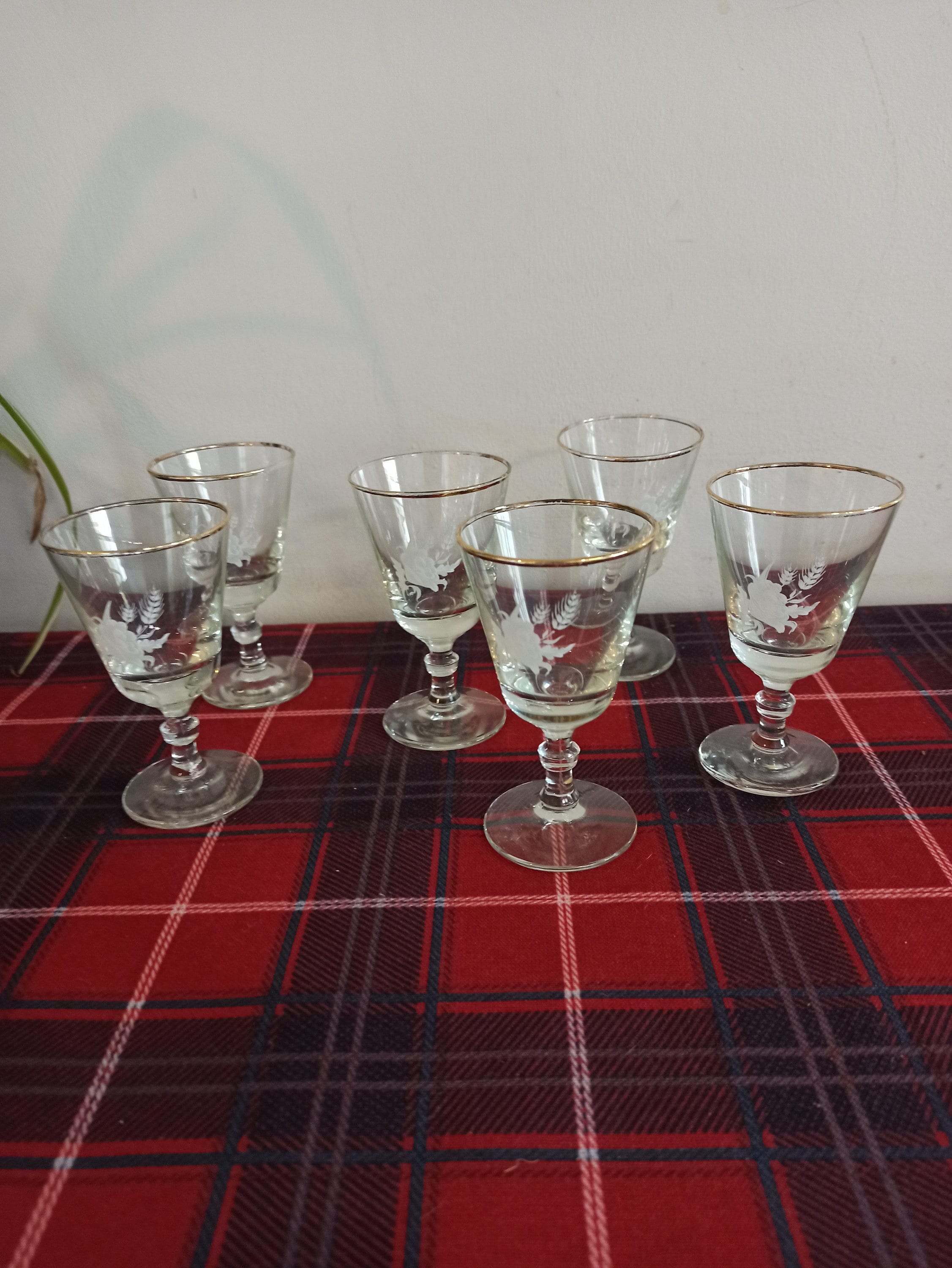 Set of 6 Vintage Liqueur / Shot Glasses With Gold Banding And Etsy