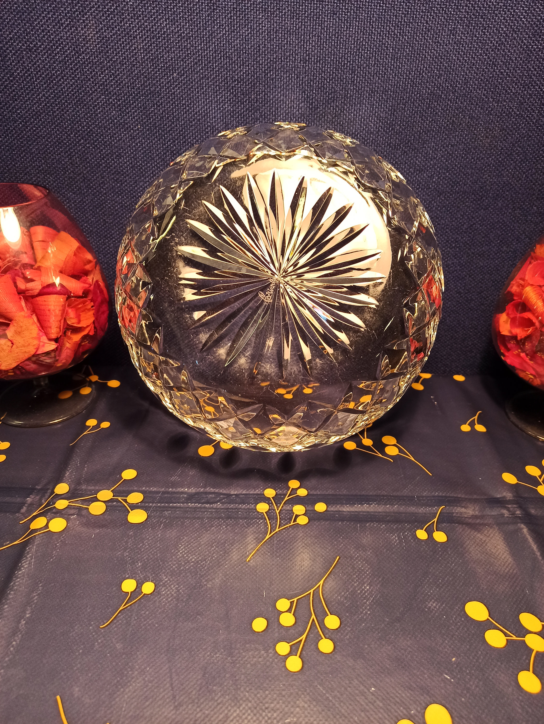 Leaded Crystal Cut Glass Fruit Bowl. Etsy UK