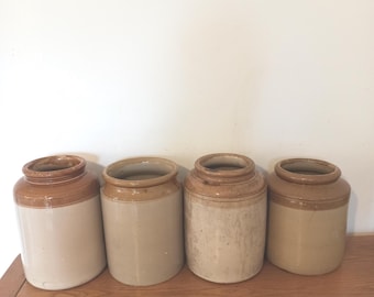 récipients vintage en terre cuite émaillés au sel.