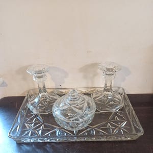 Vintage Glass Dressing Table Vanity Set. 4 Piece. Very Good condition.
