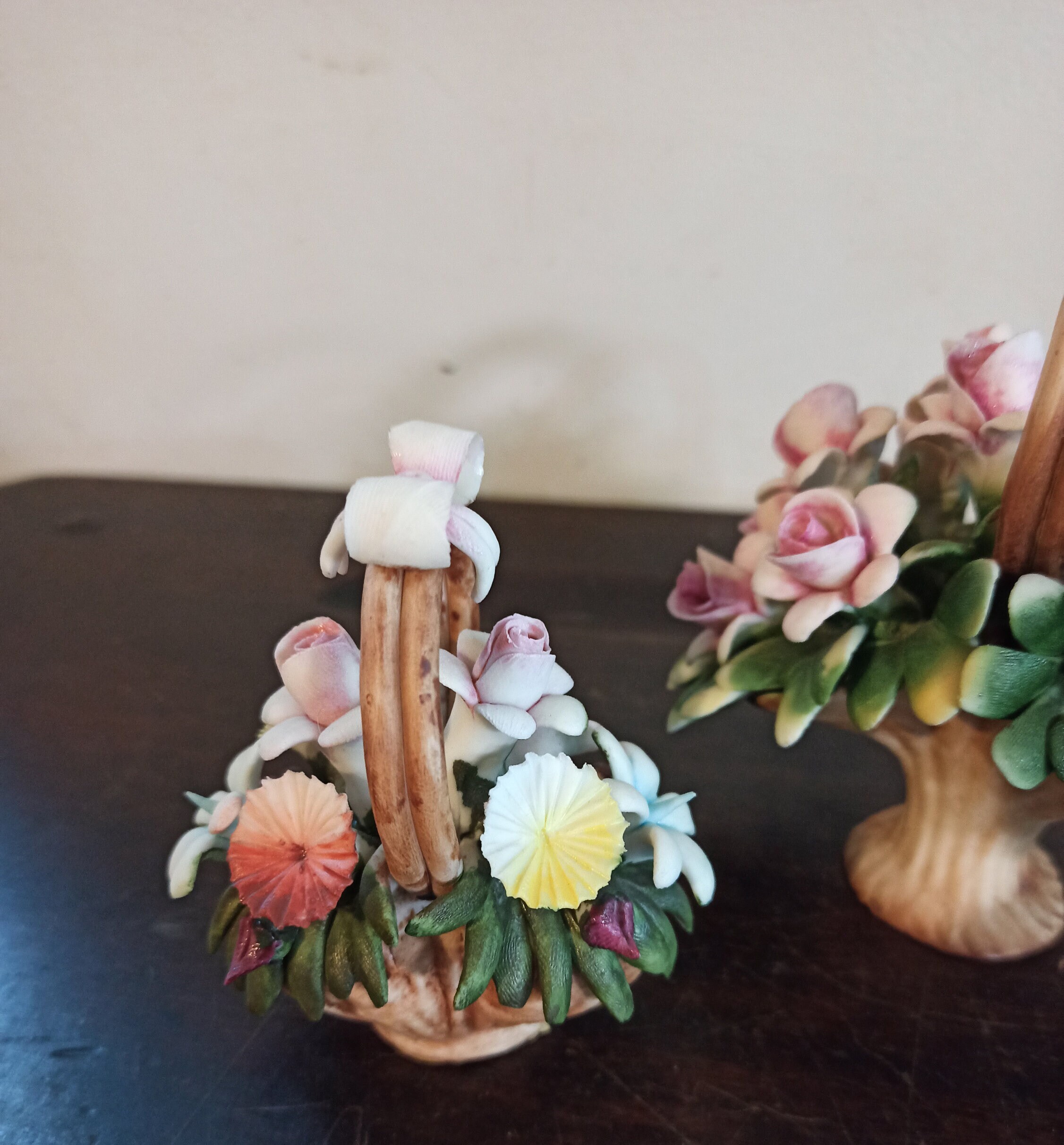 Capodimonte Porcelain Flower Basket Ornaments X 2. Etsy