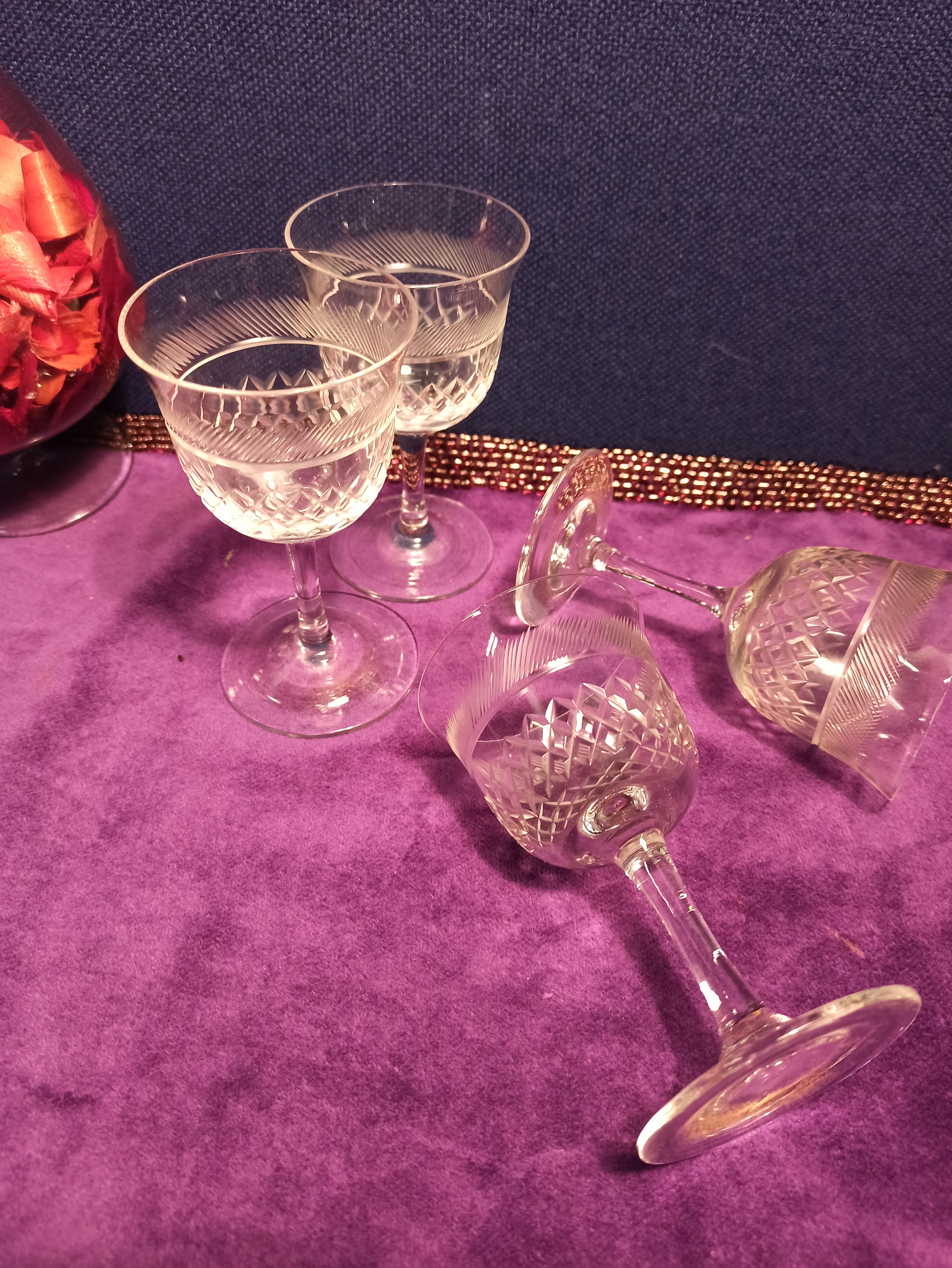 Set of 4 Liqueur Cordial Stem Glasses. Very Condition. Etsy