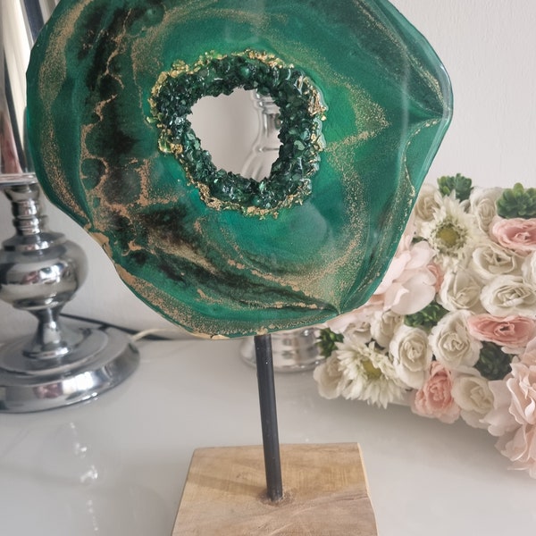 Dekoobjekt Geode Holz/Epoxy