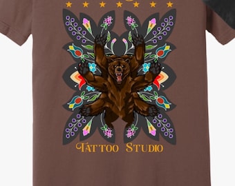 Seven Bears Tattoo T-shirt Kastanjebruin