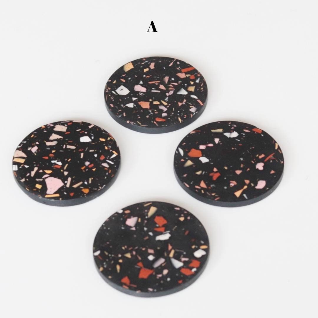 Sous Verres Terrazzo Noirs