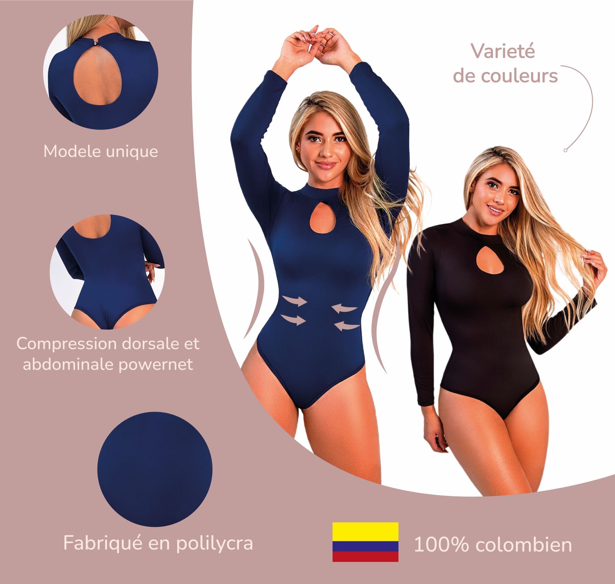 Sheathing Bodysuit for Women/ Lingerie/ Flat Stomach/ Long Sleeves/  Sheathing/ Half-compression/ Slimming Body Shaper/ Shapewear/ Gift 