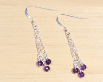Customizable natural fine stone chain earrings | Silver 925 | Labradorite Agate Amethyst Rose Quartz | Mother&#39;s Day