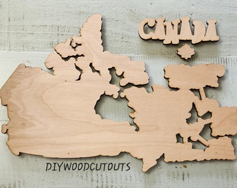 Ready to paint or Chalk with your transfer.  wood cutouts DIY kit Canada  Map