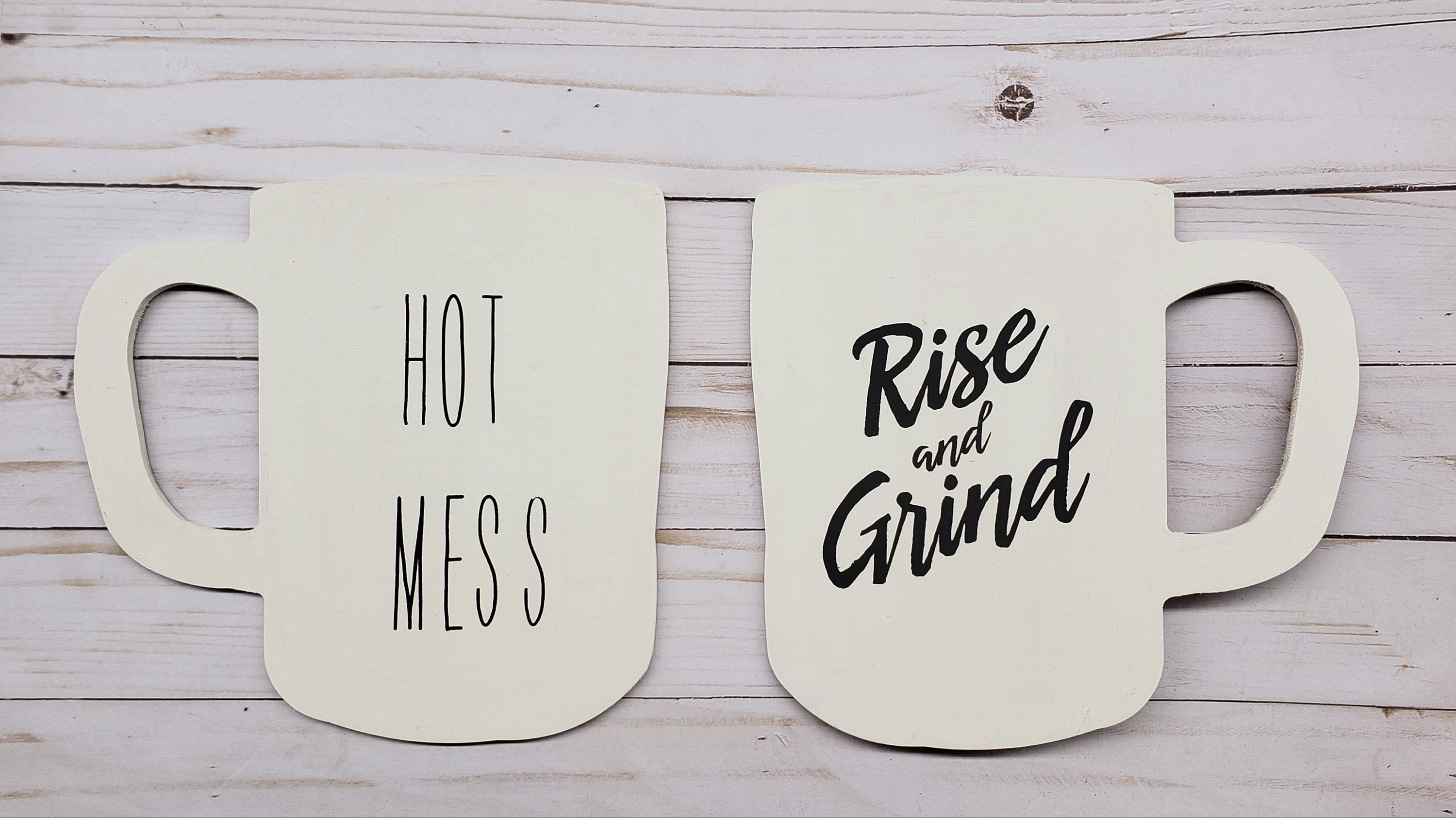 Mug set of 2 Unfinished wood cutouts. Coffee Bar designs. | Etsy