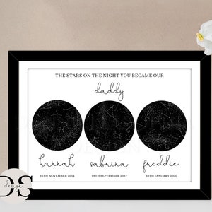 Carte du ciel nocturne, cadeau de Noël, cadeau pour papa, impression personnalisée du ciel nocturne, cadeau d'anniversaire de carte des étoiles, cadeau d'anniversaire pour grands-parents