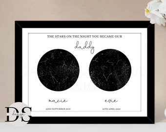 Night Sky Star Map, Personalised Night Sky, Star Map Print, Anniversary Gift, Cute Gifts For Him, Birthday Gift for Dad, Gift for Wife