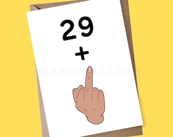 Funny 30th Birthday Card, Rude Middle Finger Design