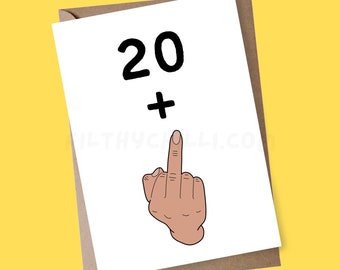 Funny 21st Birthday Card, Rude Middle Finger Design