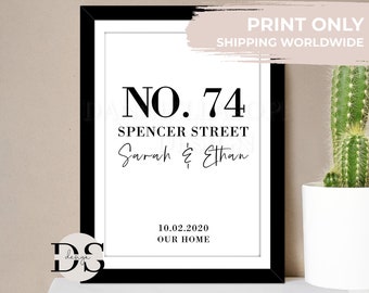 Personalised New Home Print, House Number & Street Name, Housewarming Gift