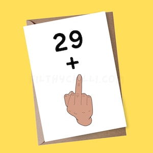 Tarjeta de cumpleaños número 30 divertida, 29 más 1, tarjeta de cumpleaños número 30 para ella, hermano, hermana, hijo, hija, amiga, sobrino, sobrina, tarjeta grosera del dedo medio